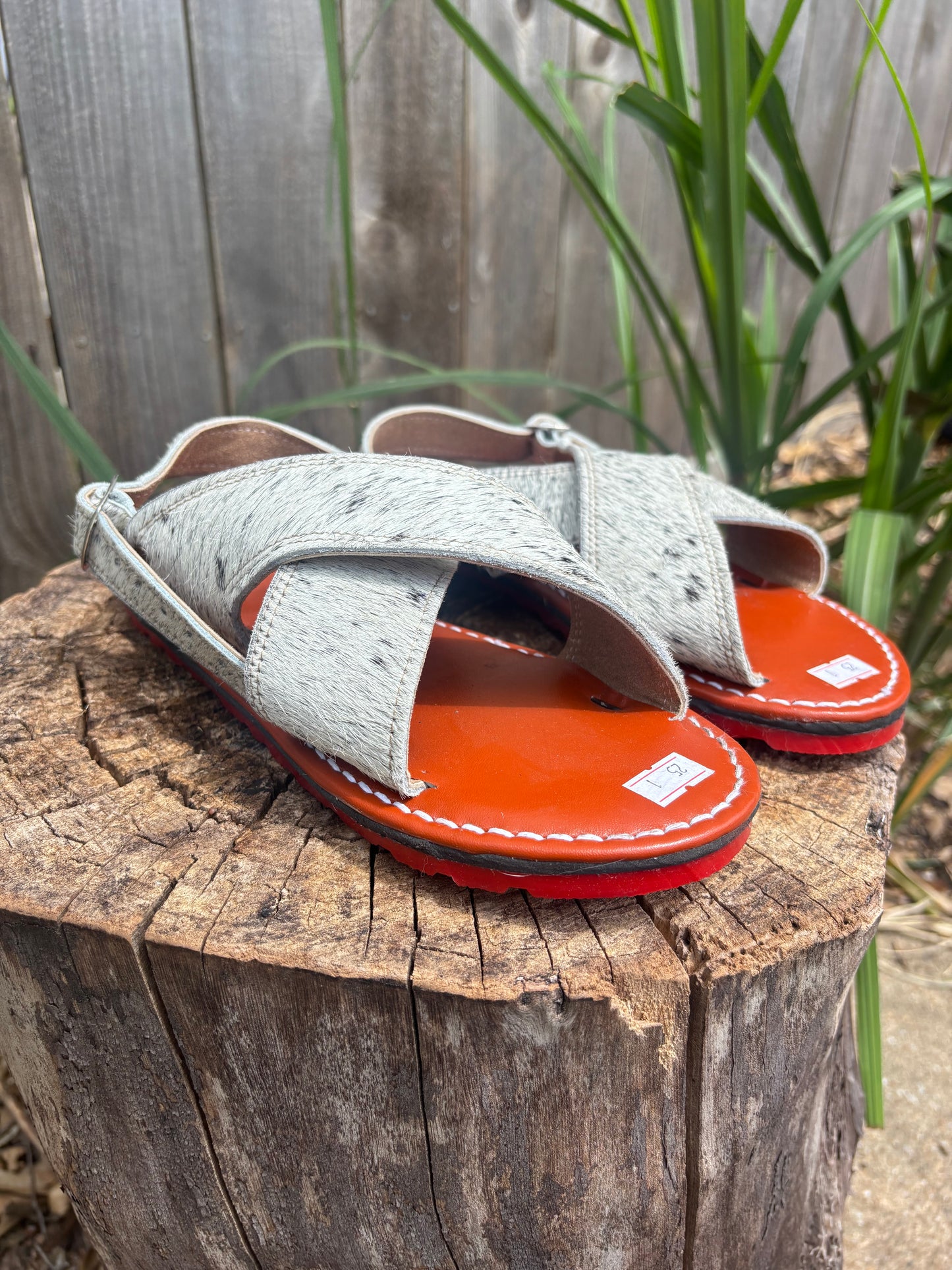Huarache Cruzado Pelo de Res Suela Roja