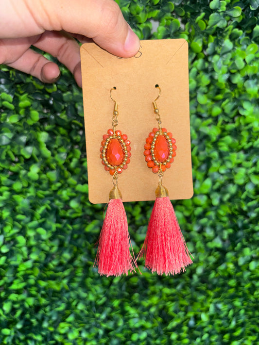 Aretes de Chaquira con Crystales Rosa