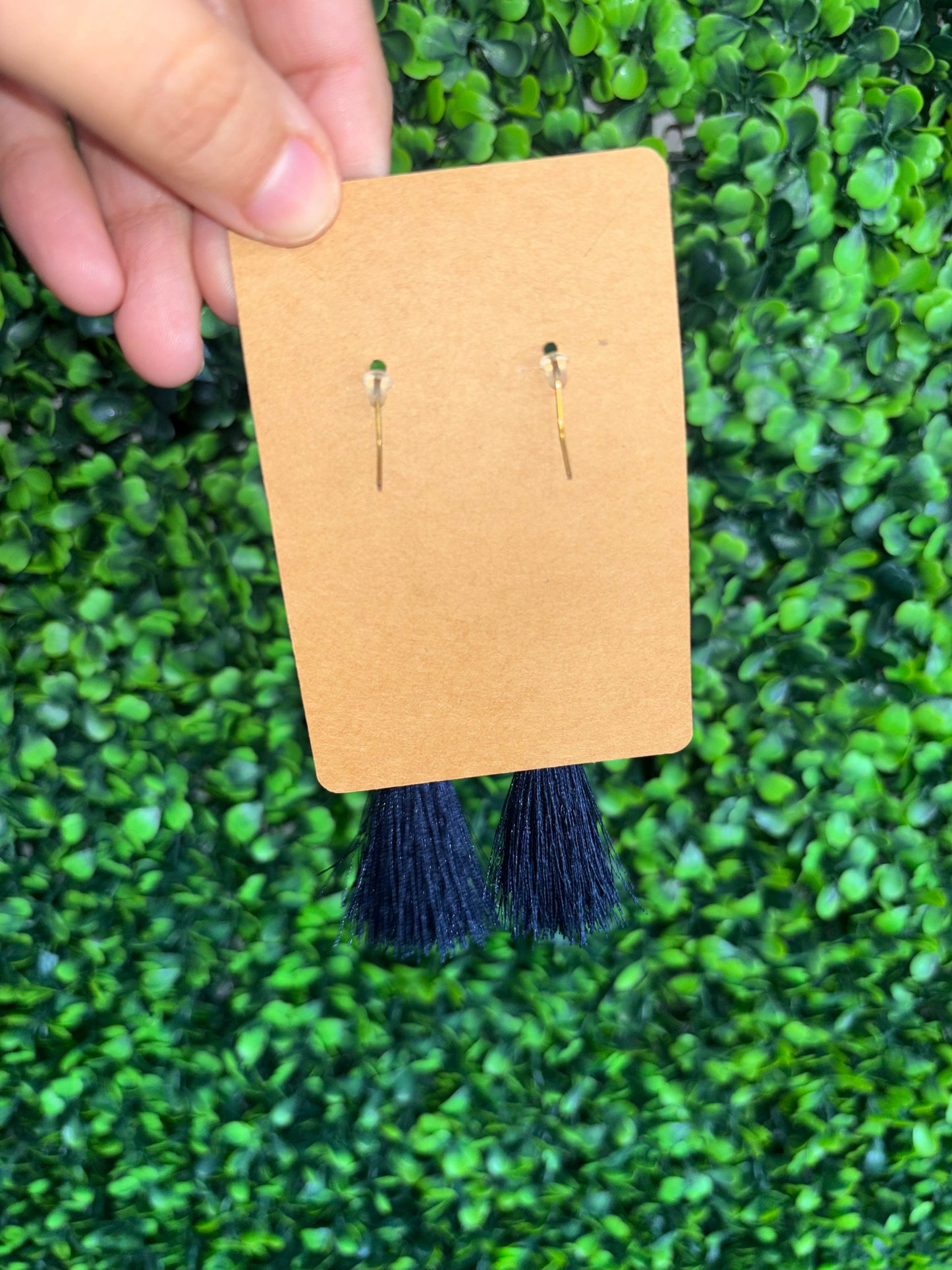 Aretes Chaquira con Crystal Azul Marino