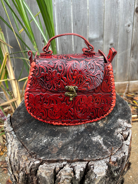 Bolsa Cincelada de Piel Marron