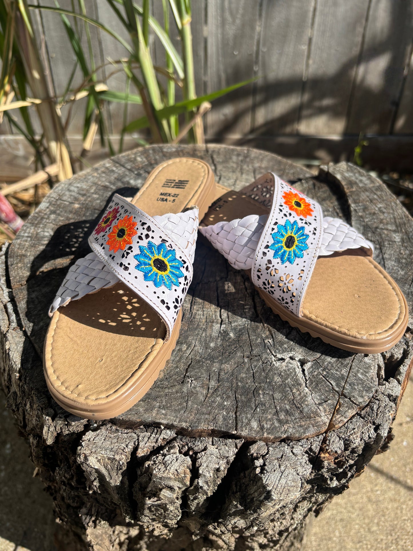 Sandalias Floral Blanco