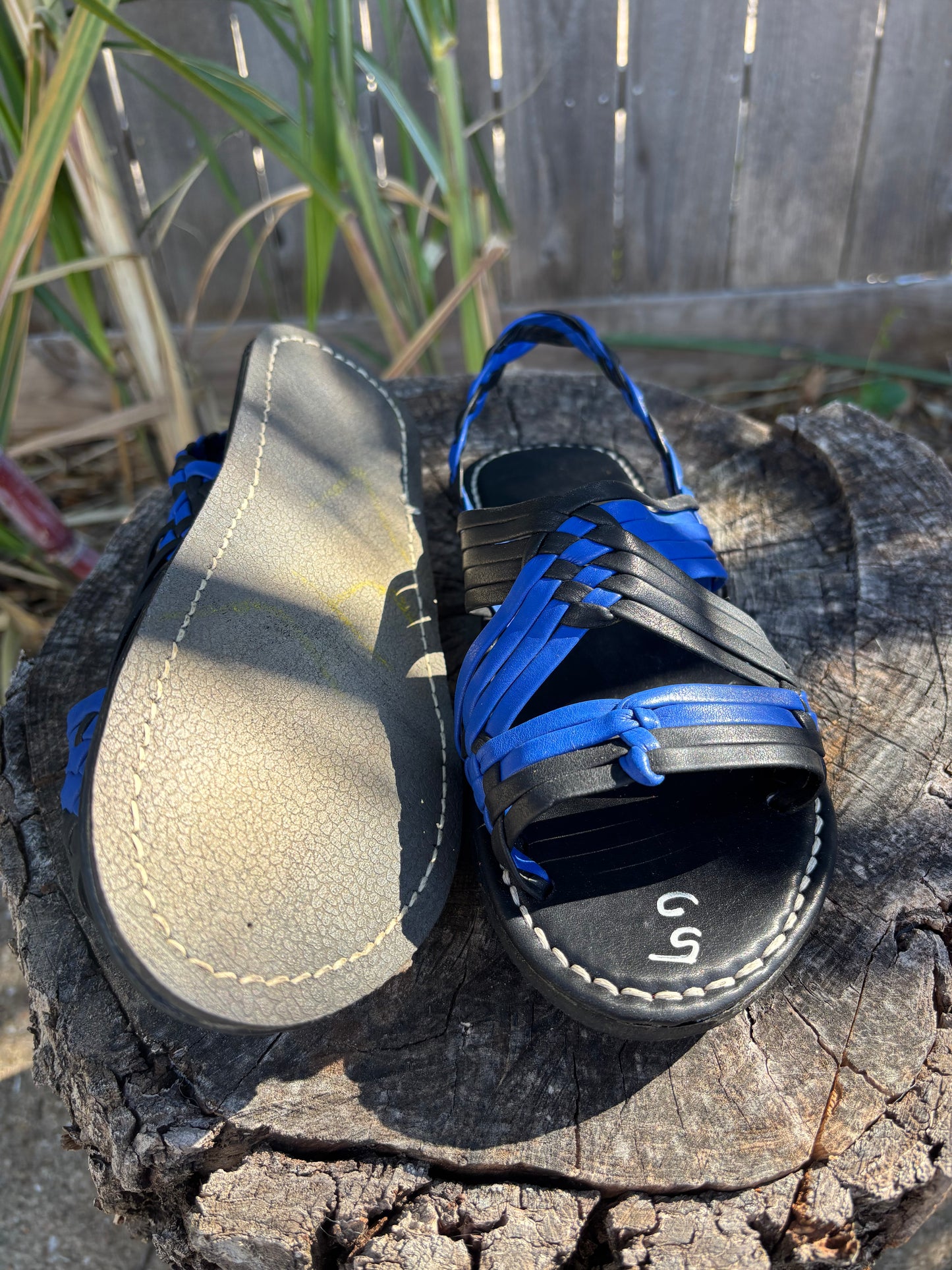 Huarache De Araña Negro y Azul