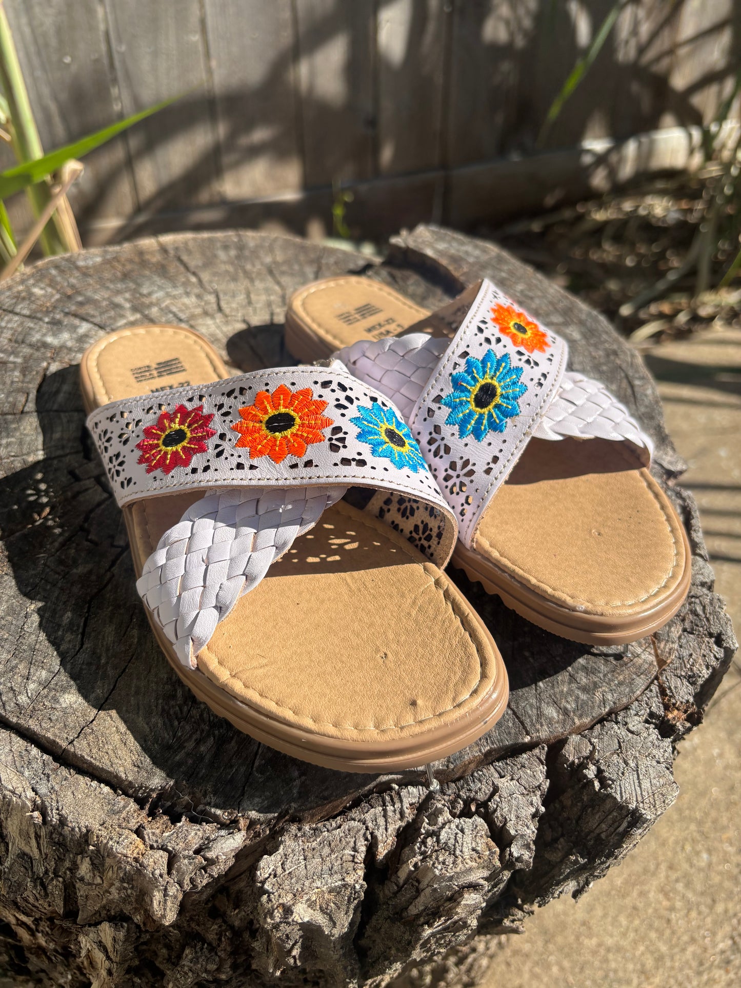 Sandalias Floral Blanco