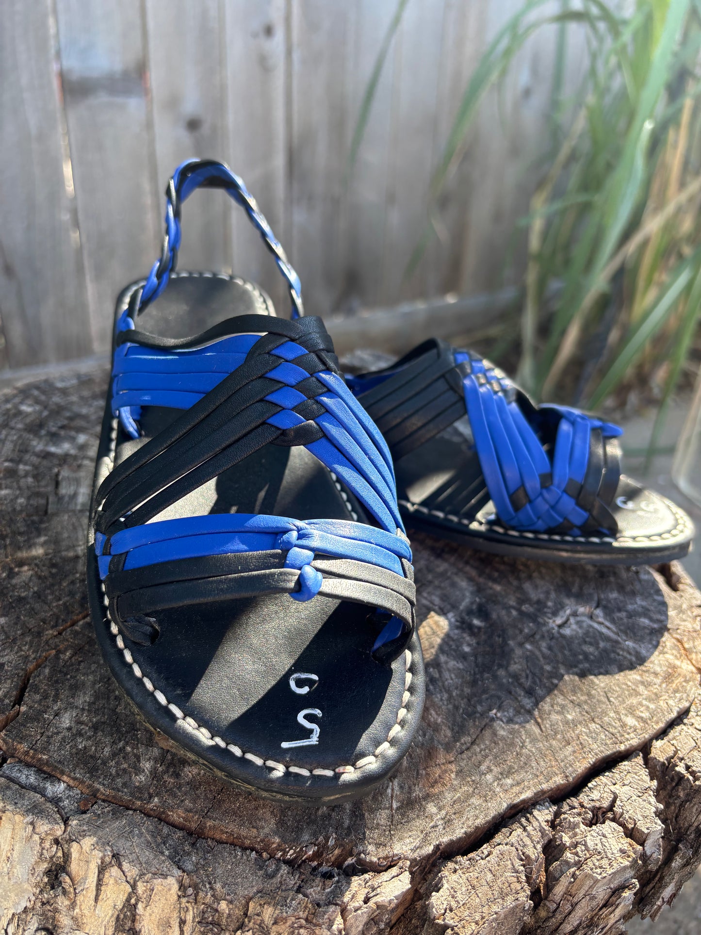 Huarache De Araña Negro y Azul