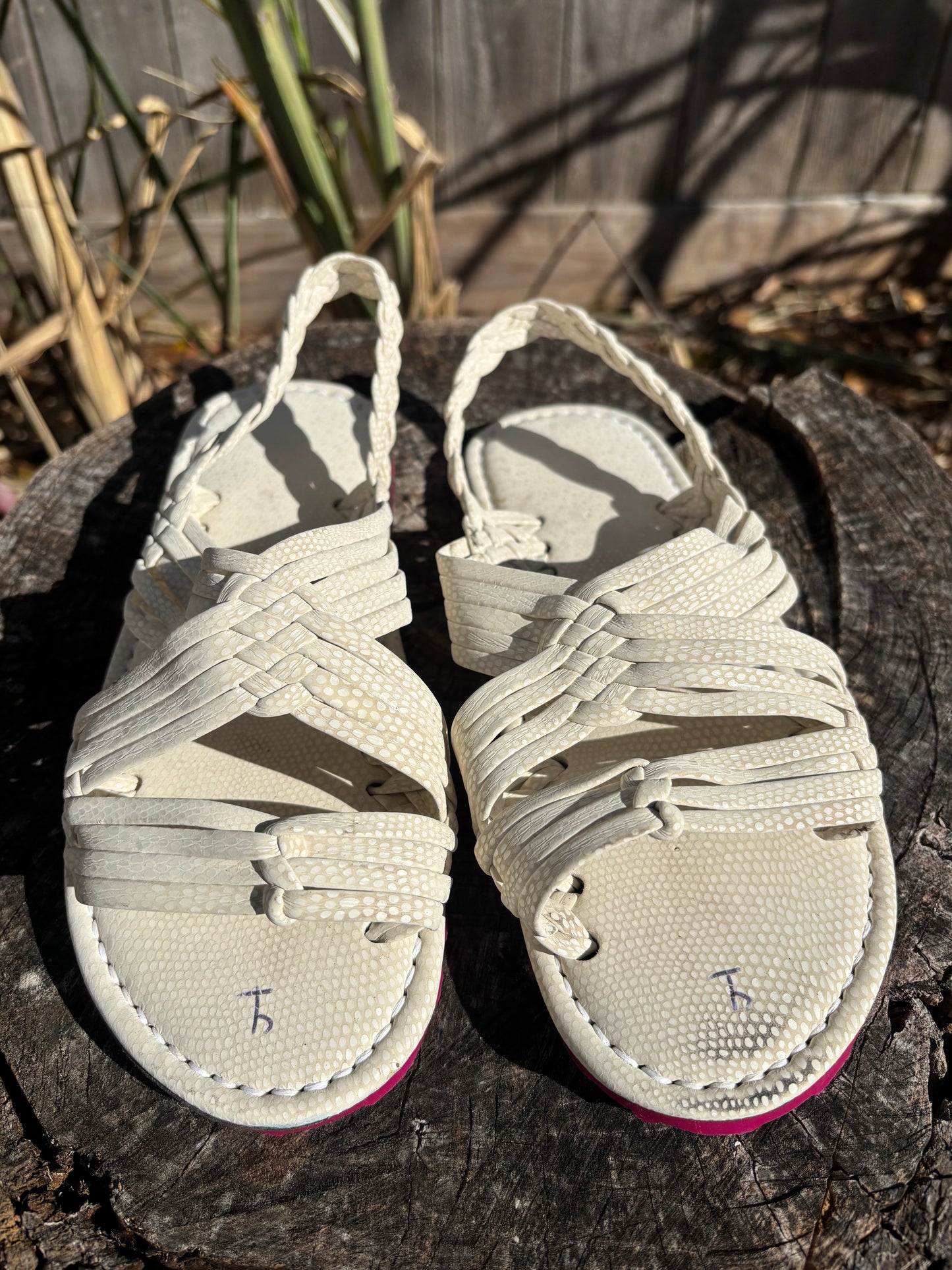 Huarache Araña Blanco Suela Rosa