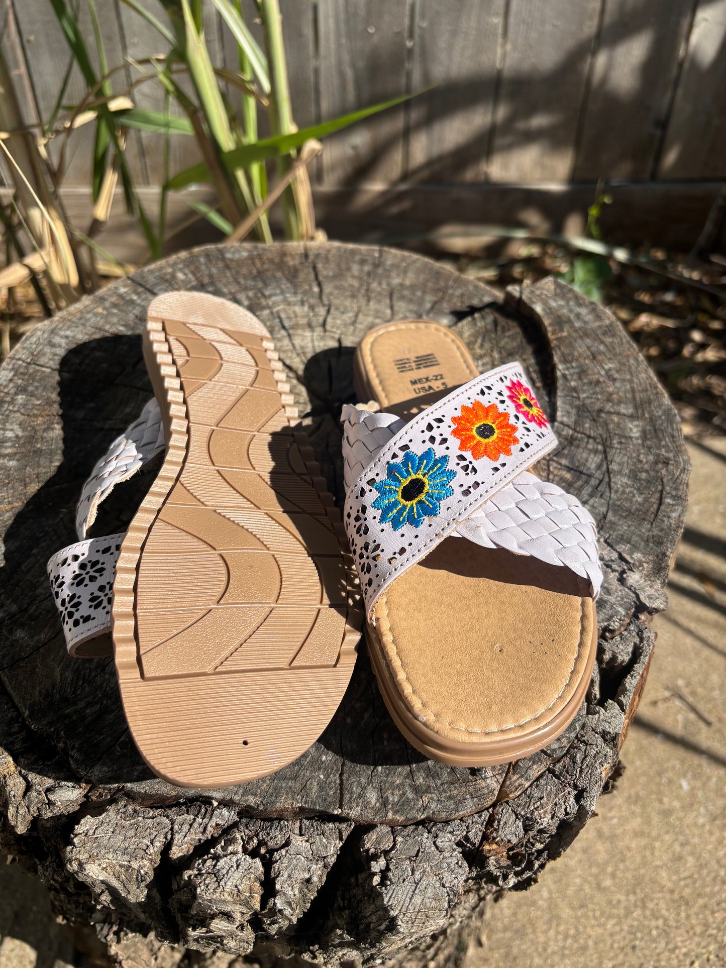 Sandalias Floral Blanco