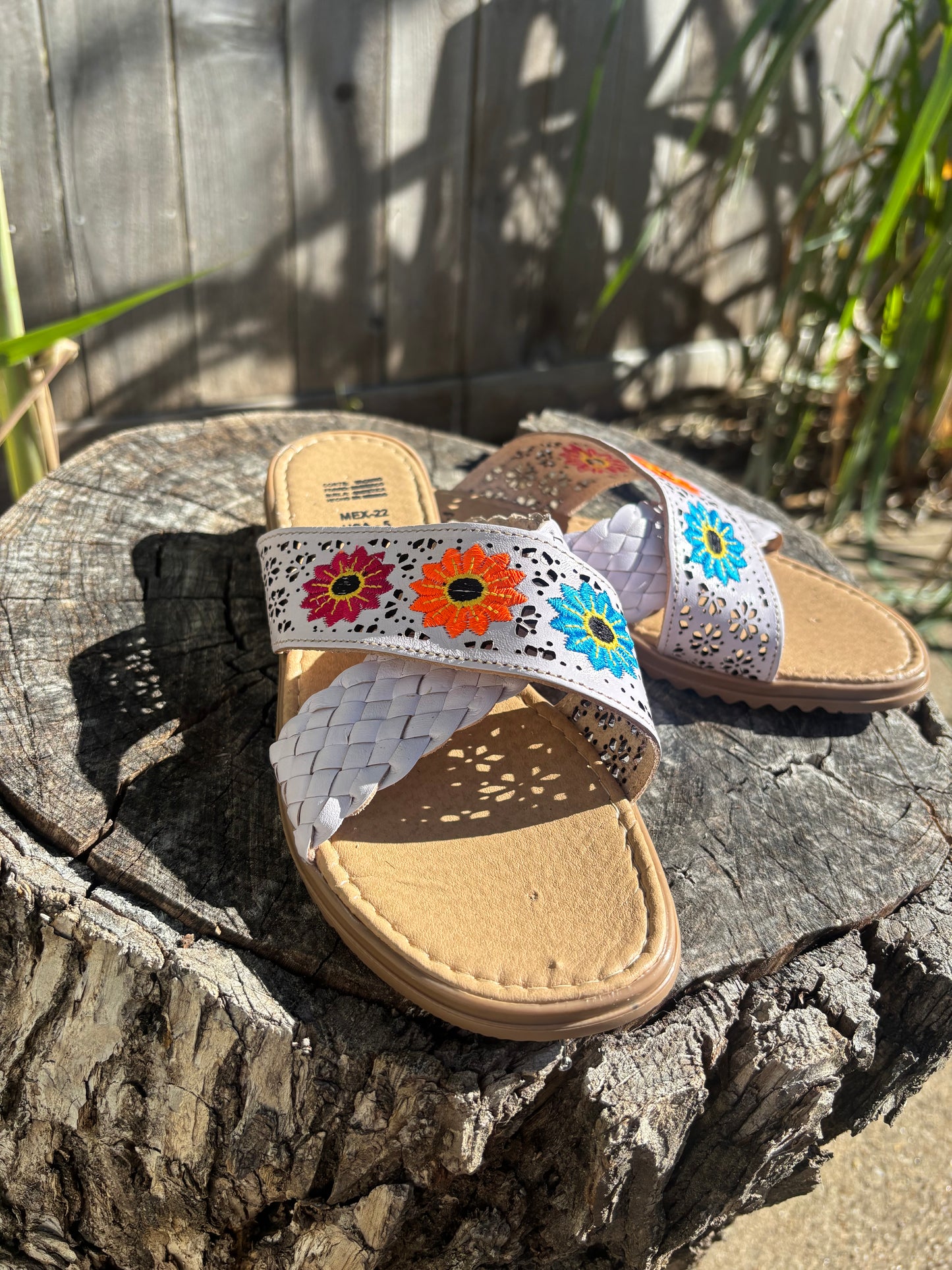 Sandalias Floral Blanco